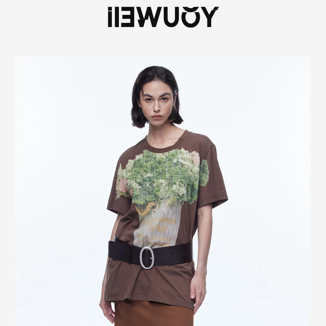 有尾YOUWEI铁桶草坪扎染欧美夏季高奢印花短袖Y1123234春夏运动