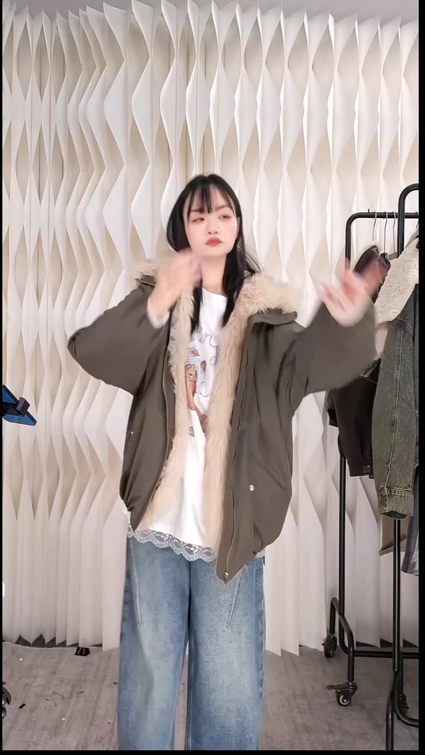 酷感毛领羽绒均码