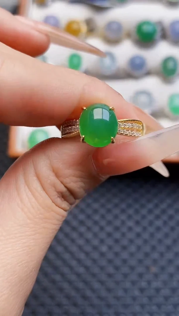 银S925镶嵌戒指翡翠5399