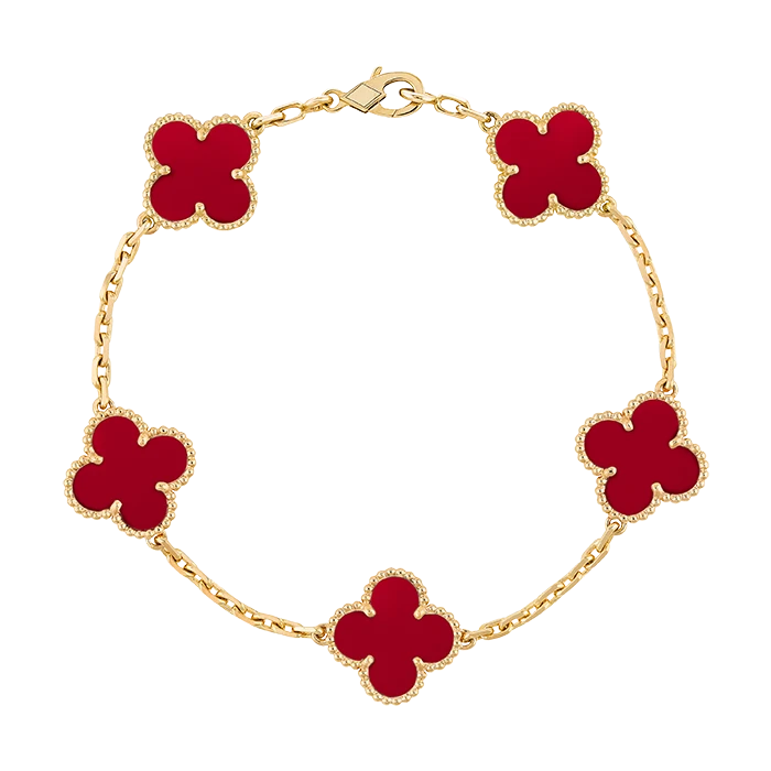 合金手链 V金3.0欧美风五花四叶草手链简约职场休闲风气质轻奢