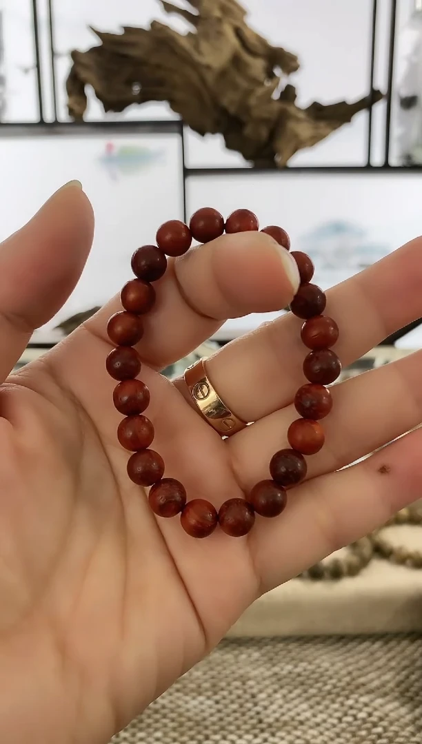 【闪购商品】非洲檀香无事牌巴西猫眼红檀8MM单圈