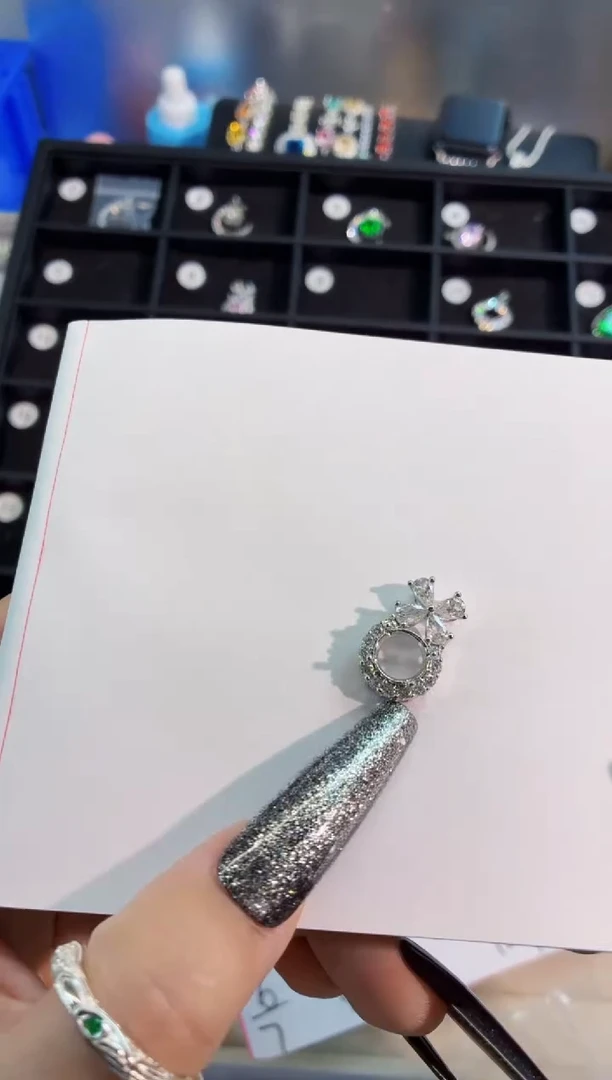 无铜合金点菜5号  卡8圆形 镀925空托