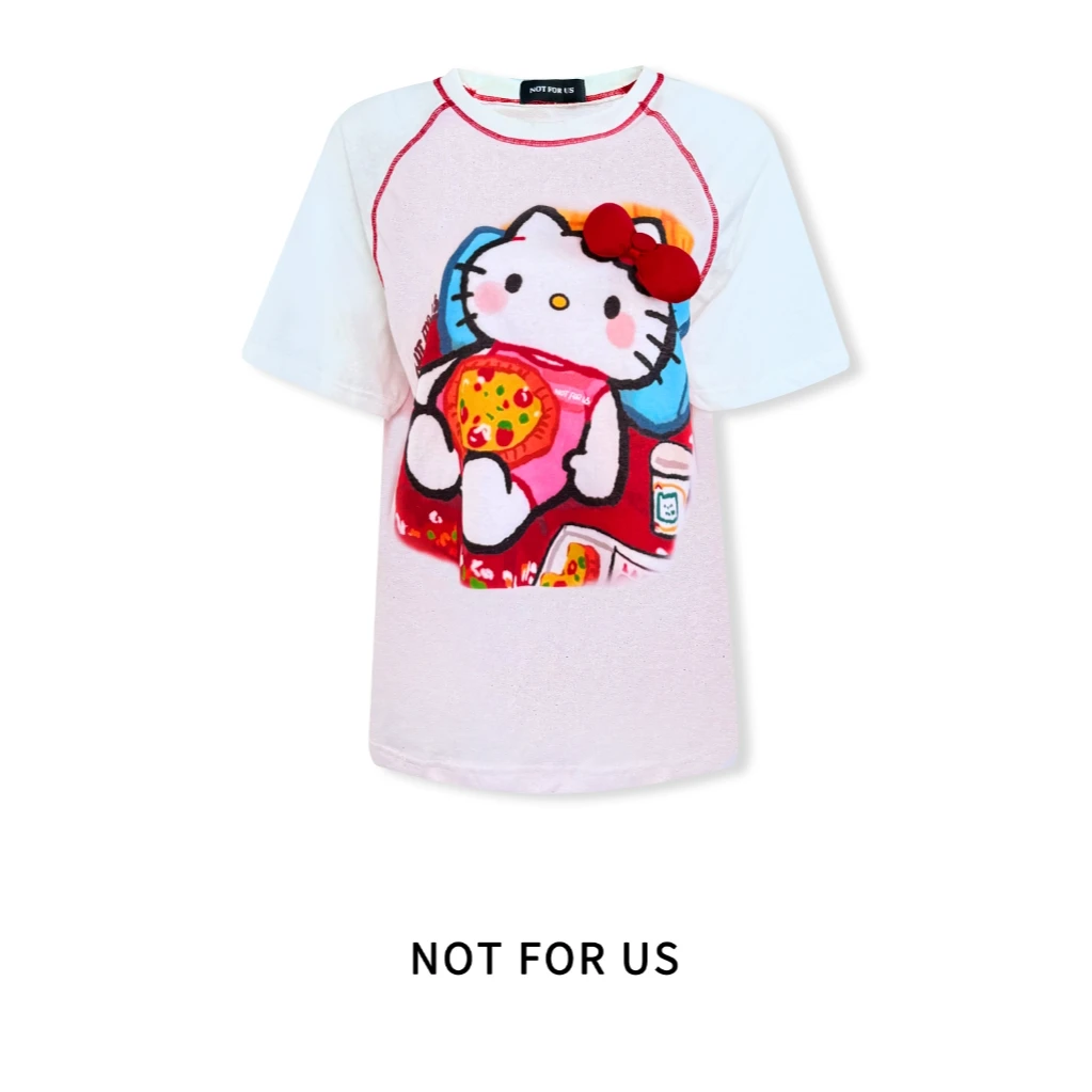 NOT FOR US 粉色“躺平”可爱凯蒂猫短袖