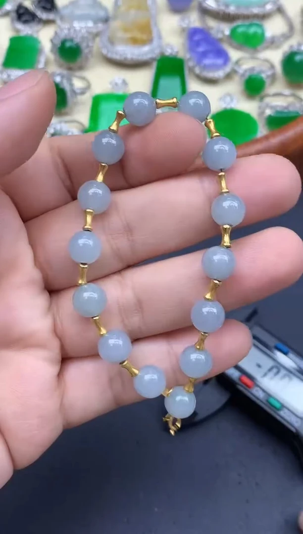 18K金镶嵌手链翡翠34-中国好珍宝