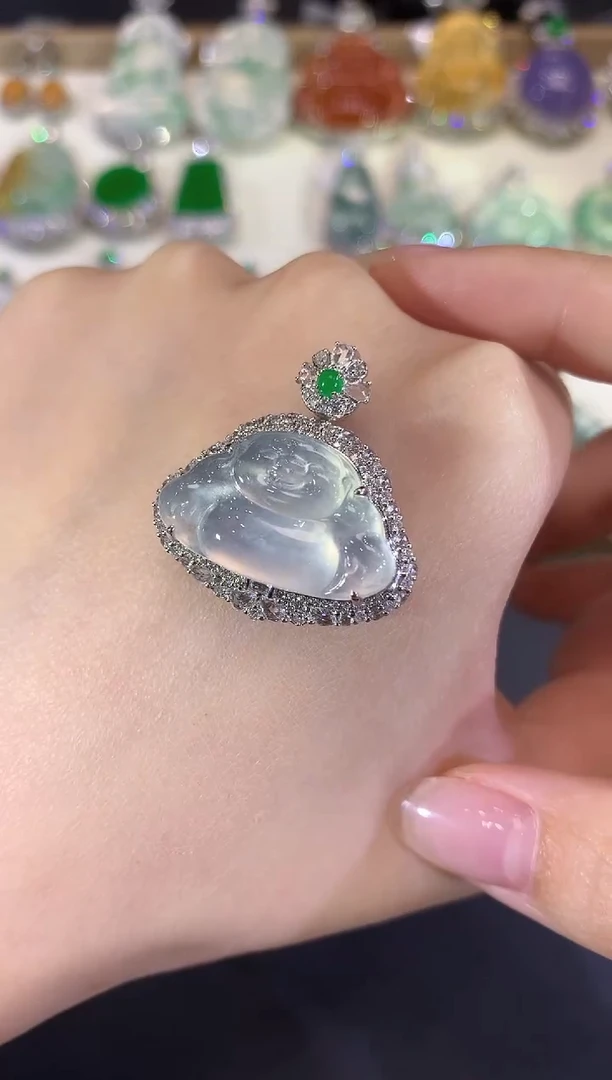 吊坠(不含链)18K金镶嵌翡翠41-佛公