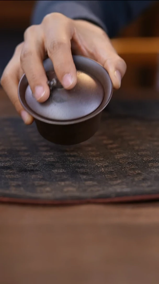紫砂茶宠紫砂柴烧盖碗