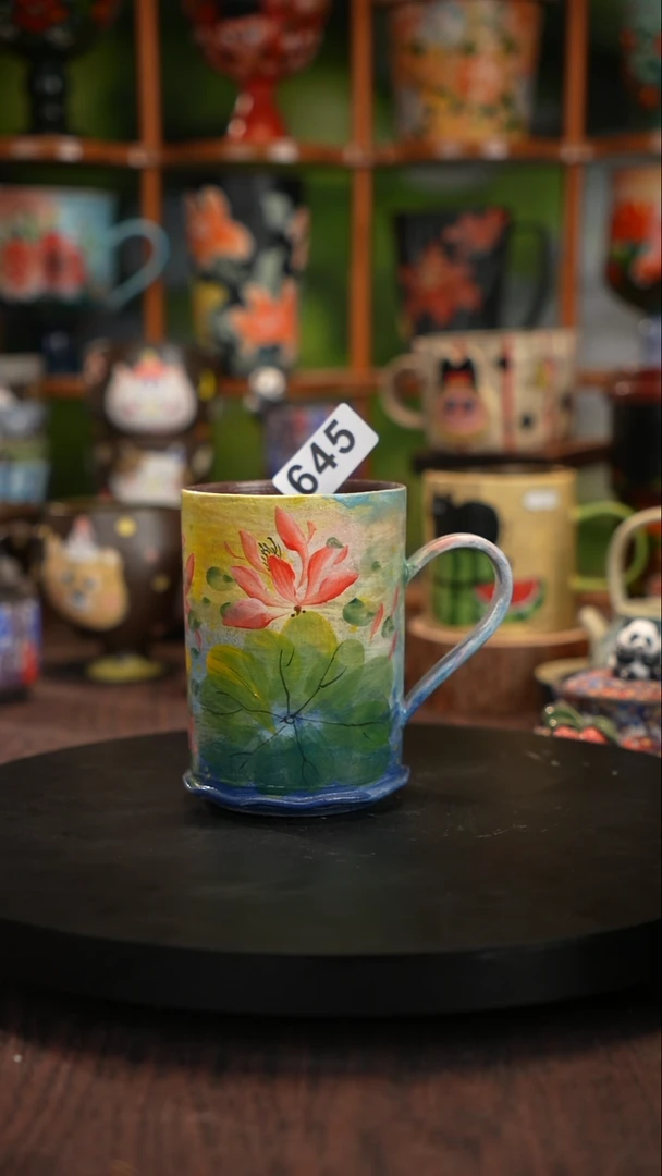 釉下手绘陶瓷紫砂杯