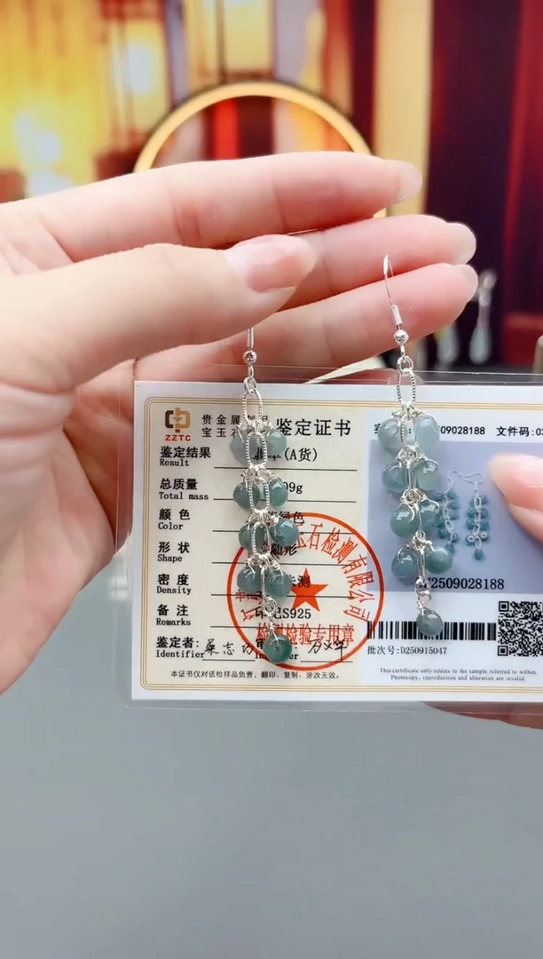 银S925镶嵌翡翠耳饰911