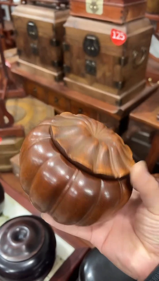 花梨木南瓜围棋罐一对
