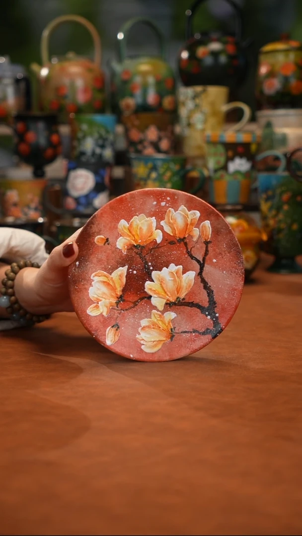 紫砂油画手绘釉下彩