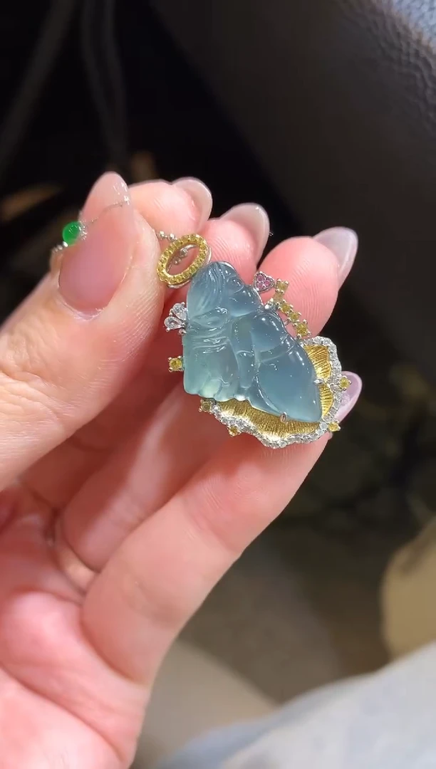 【闪购商品】翡翠吊坠(不含链)银S925镶嵌3-花仙子（多样性发货一件