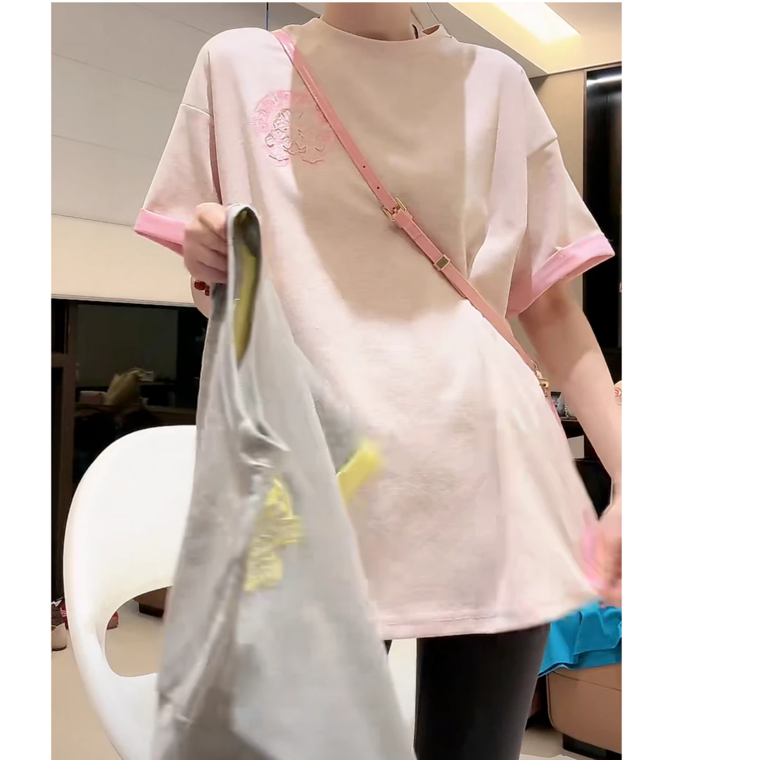 设计感潮牌美式圆领高档轻奢半袖T恤女2025夏季新款百搭宽松上衣