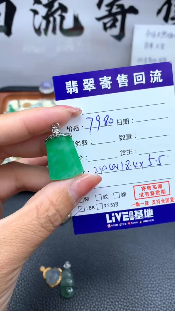 【闪购商品】翡翠颈饰18K金镶嵌030天然缅甸翡翠A货