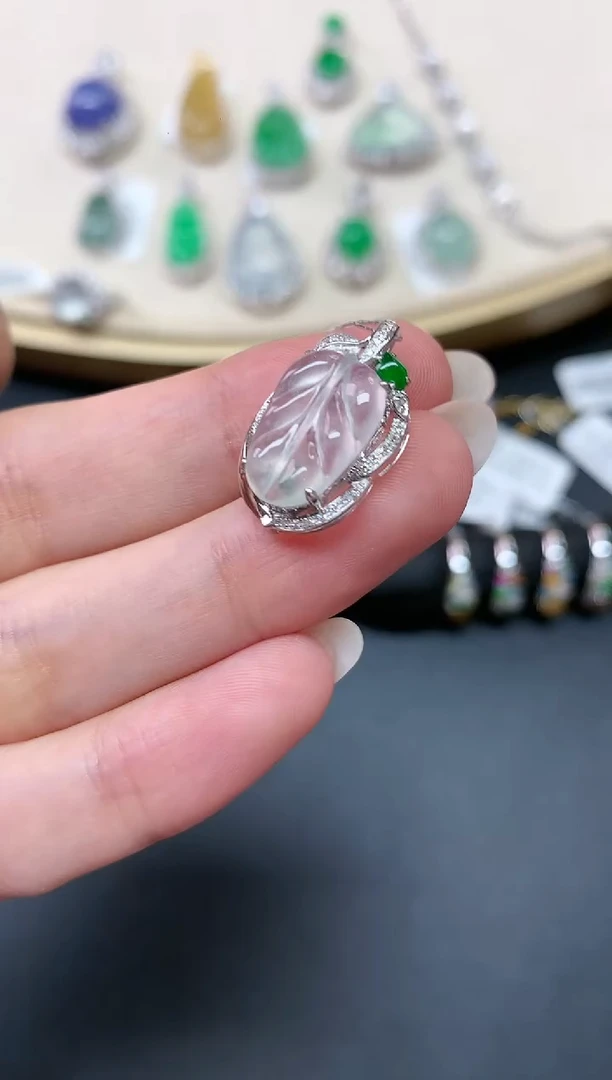 翡翠18K金镶嵌吊坠(不含链)A488|3980