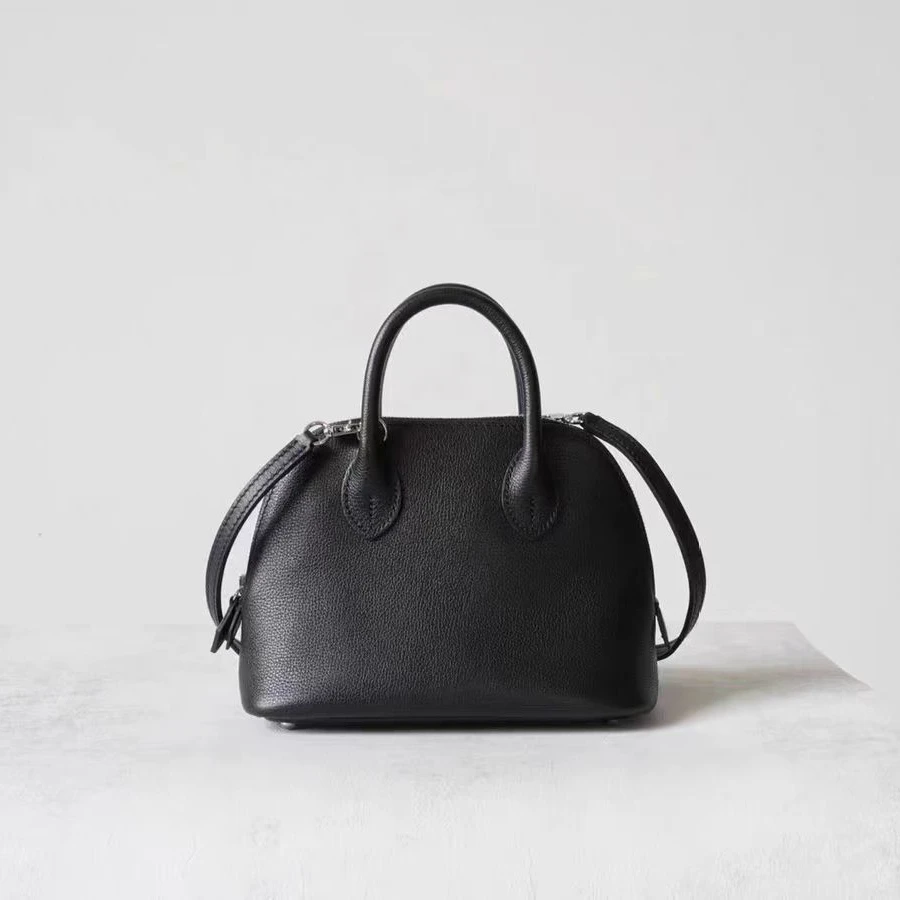 2025夏季女士进口头层牛皮保龄球包贝壳包斜挎包手提包简约小包