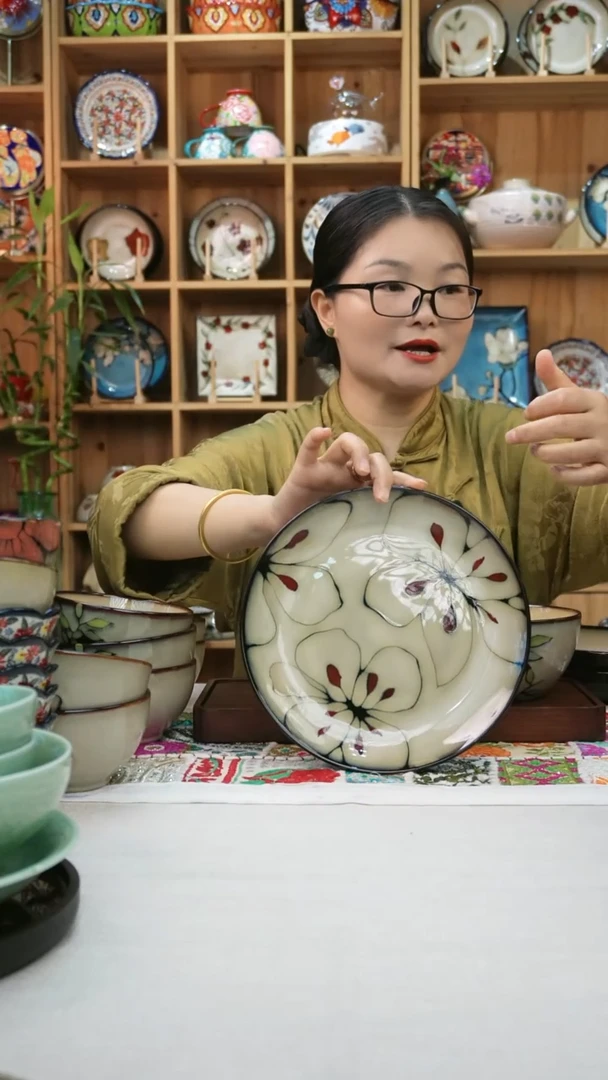 瓷片小可高温陶瓷餐具一组两只平盘