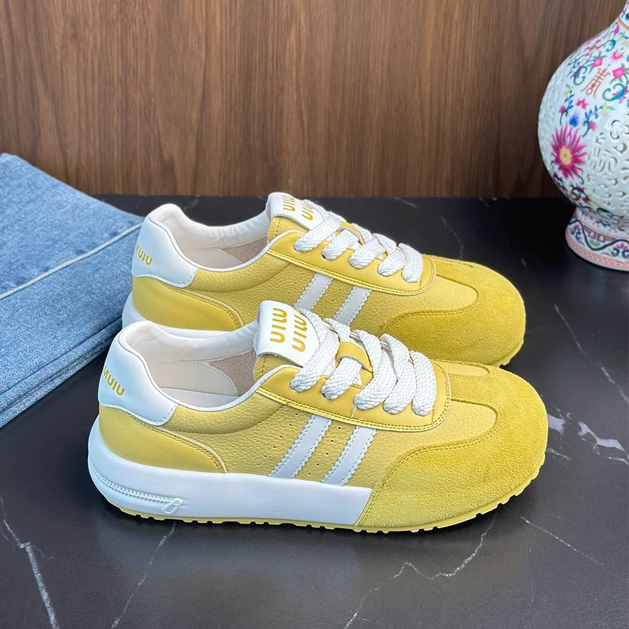 厚底休闲圆头德训鞋女小白鞋2025春季新款运动百搭阿甘鞋休闲板鞋