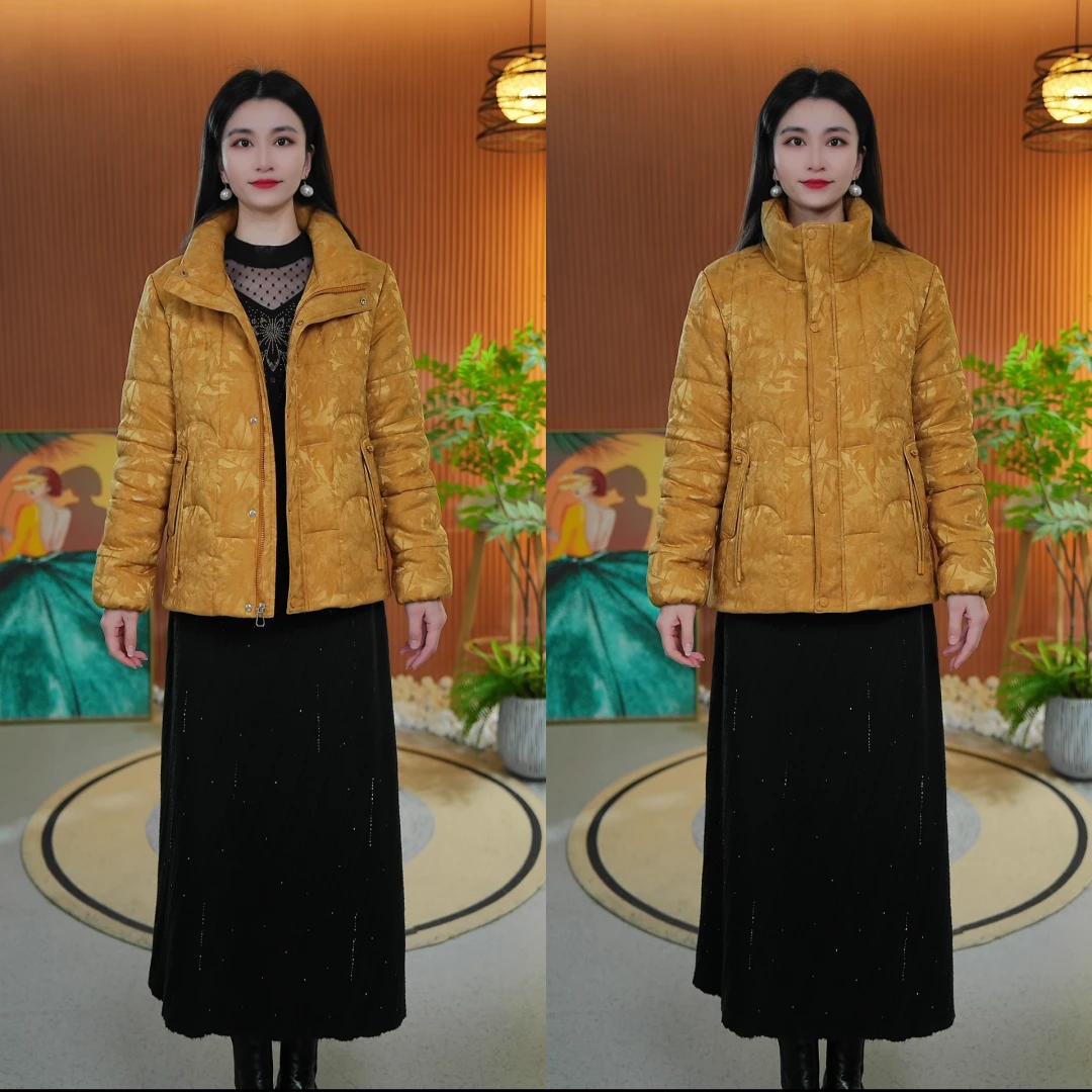 A31冬季新款国风新中式妈妈装提花加厚棉服时尚气质短款保暖棉衣