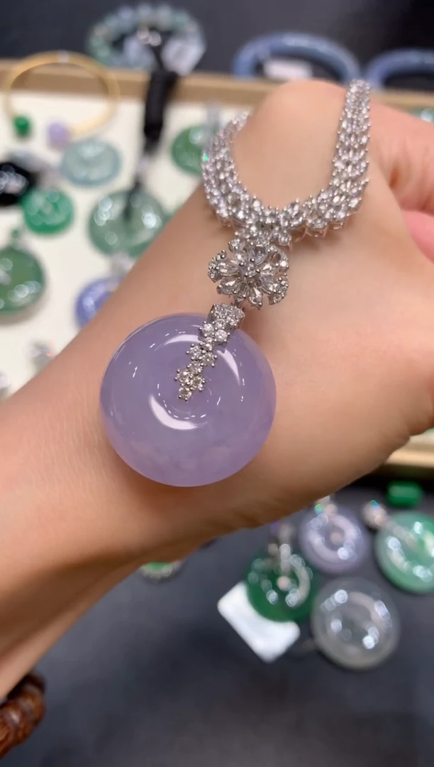 吊坠(不含链)18K金镶嵌翡翠73-扣子（不含链扣