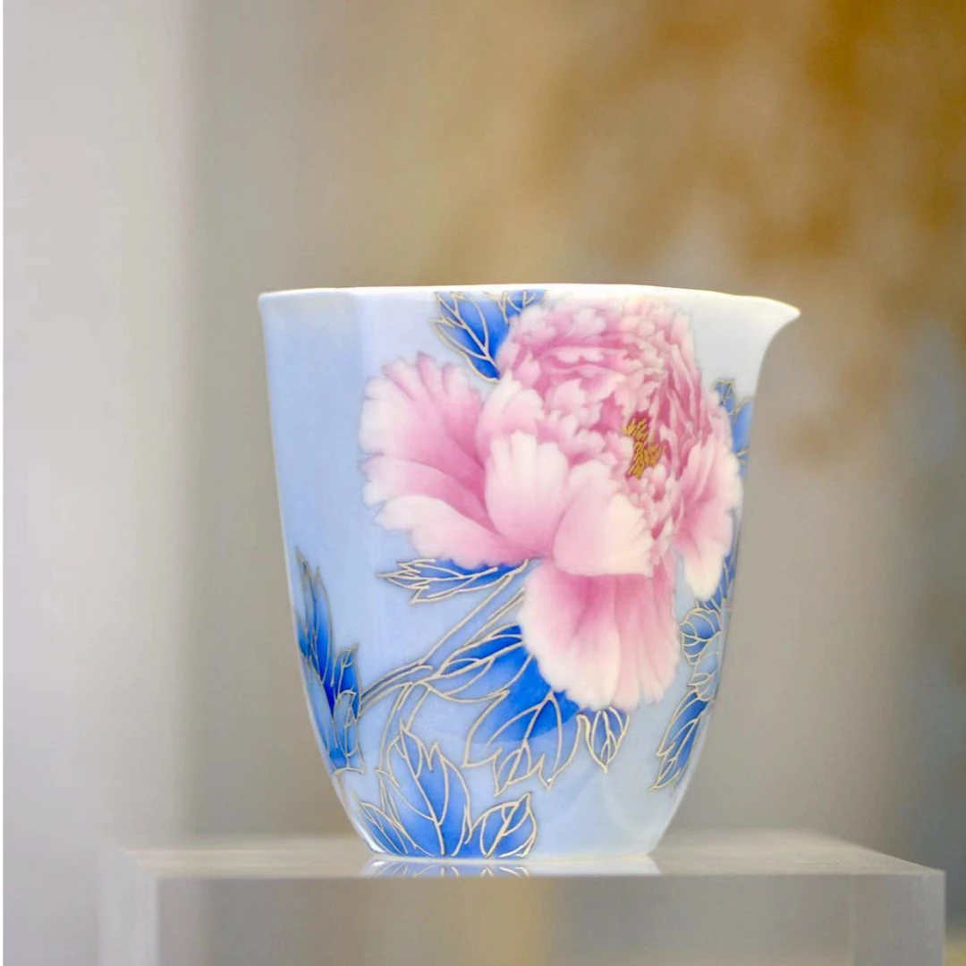 小谦堂  东方美人粉红菱口公道杯  饮茶品茗茶具中式茶道喝茶