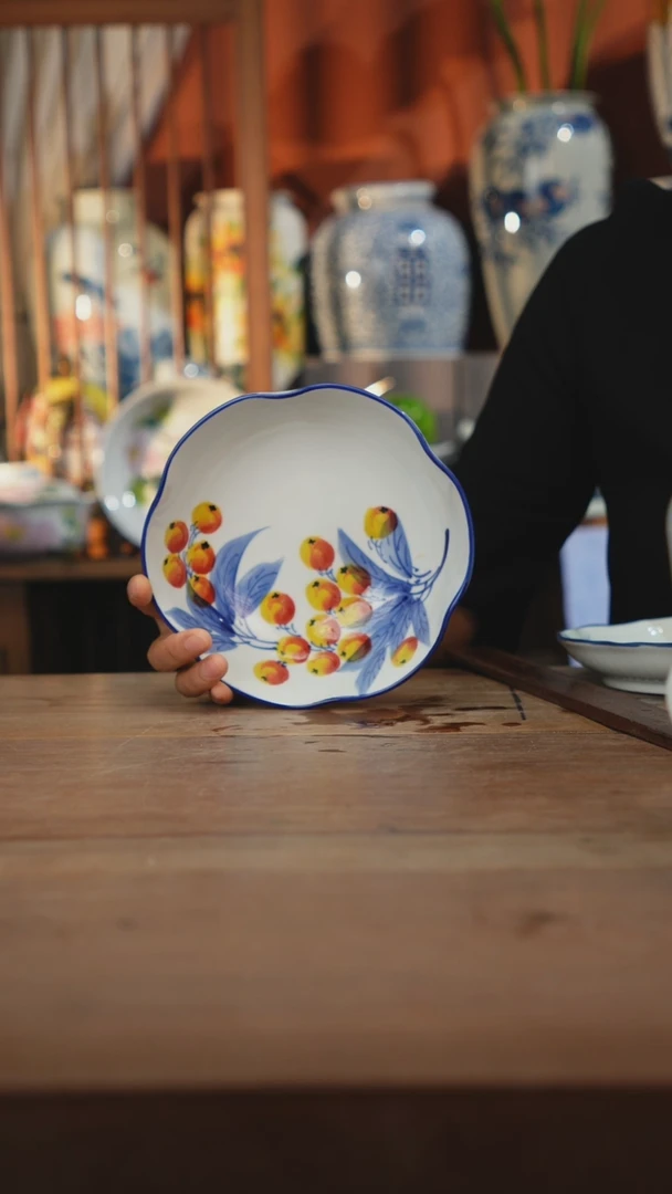 瓷片【简家甄选】景德镇设计师釉下手绘陶瓷餐具