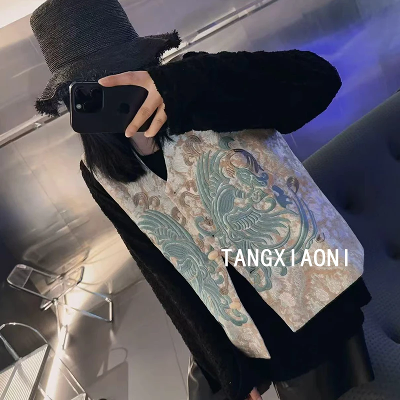 2店 重磅【殷蓝图腾】刺绣重磅马甲