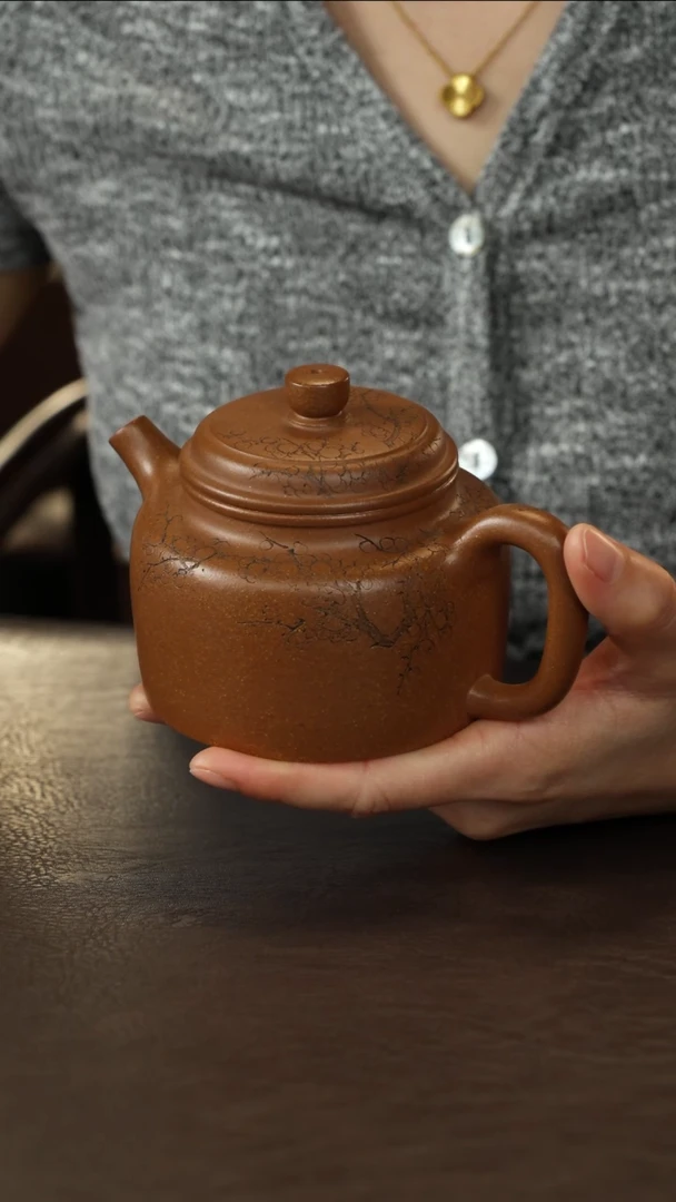 茶壶紫砂李建军桂花砂德钟刻梅