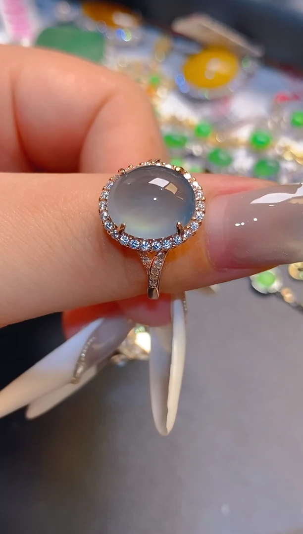 翡翠银S925镶嵌耳饰天然