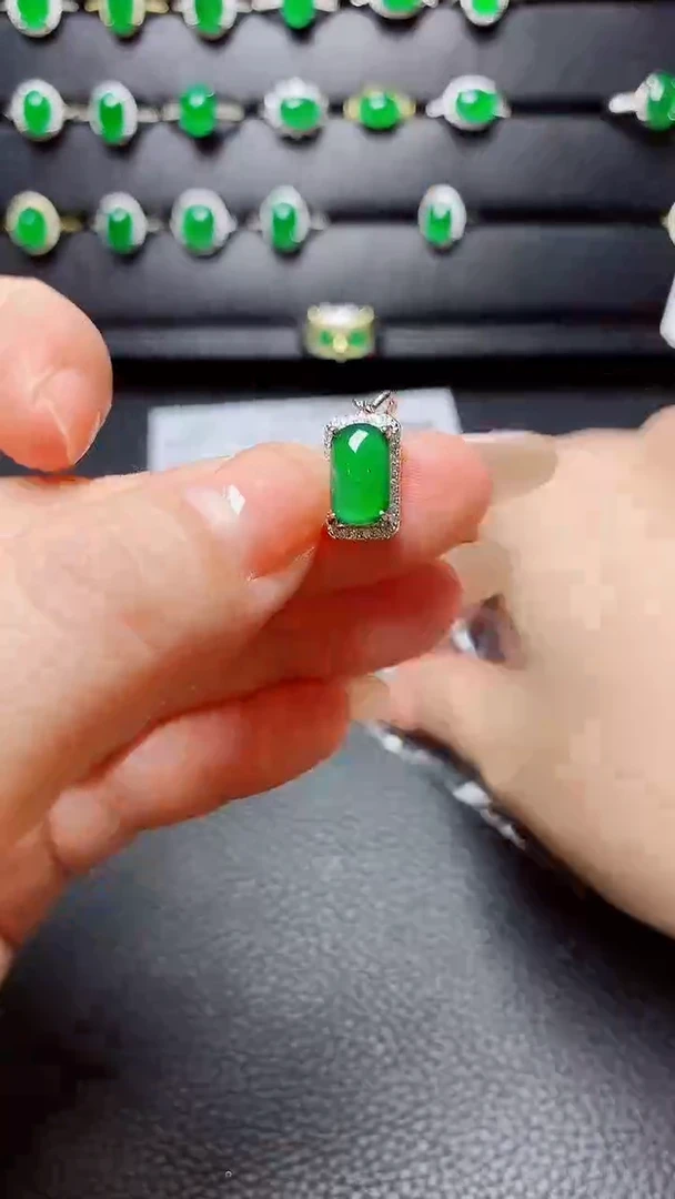 银S925镶嵌戒指翡翠天然翡翠A货s925银镶