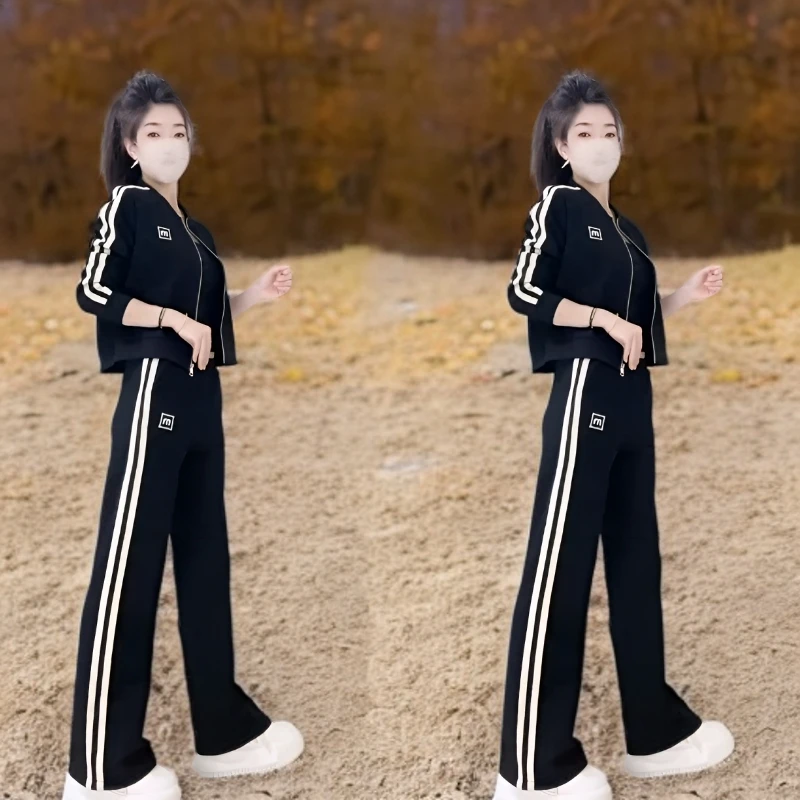 时尚套装女2025春秋季新款宽松显瘦开衫外套早秋穿搭一整套女装