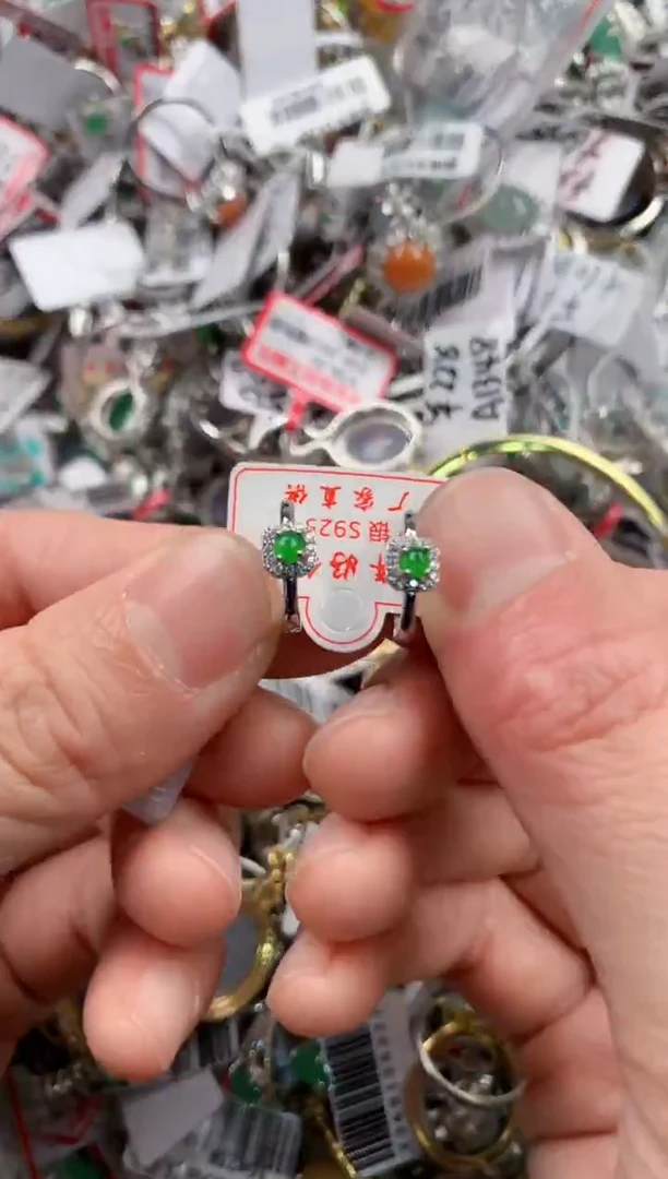 银S925镶嵌戒指翡翠444   5