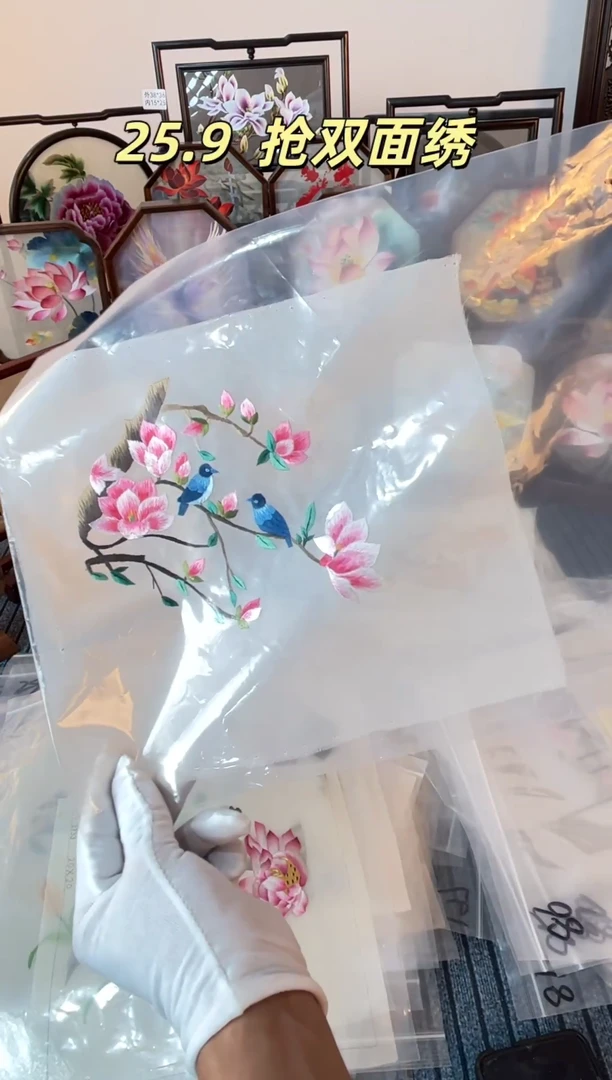 织绣纯手工苏绣双面绣绣布84