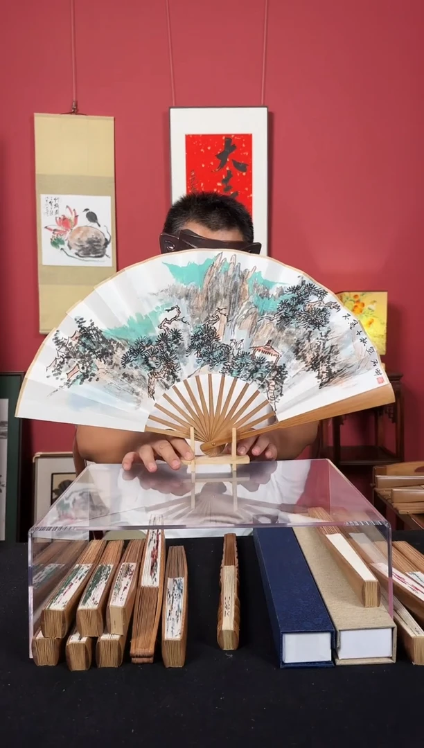 国画杜大江折扇作品