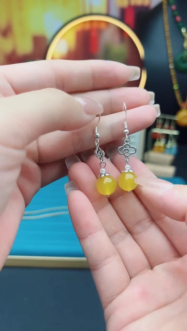 玛瑙/玉髓耳饰银S925镶嵌702000