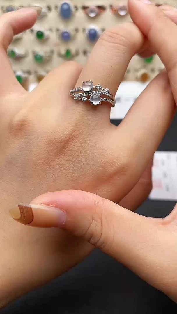 翡翠戒指银S925镶嵌一物一证一礼盒