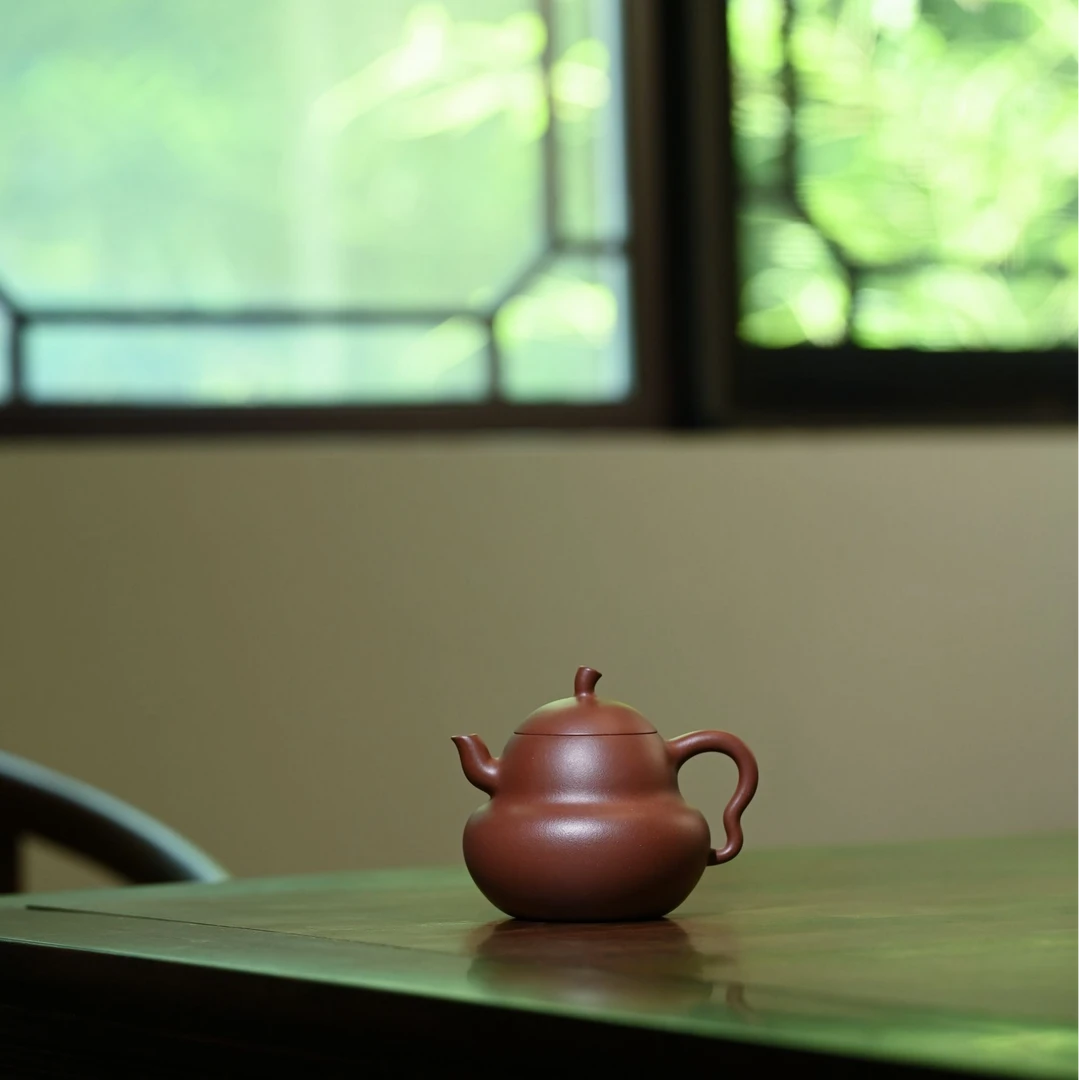 柿园-静山堂-袁可强 《葫芦》 紫泥 340cc紫砂壶（周宇杰弟子）全手工