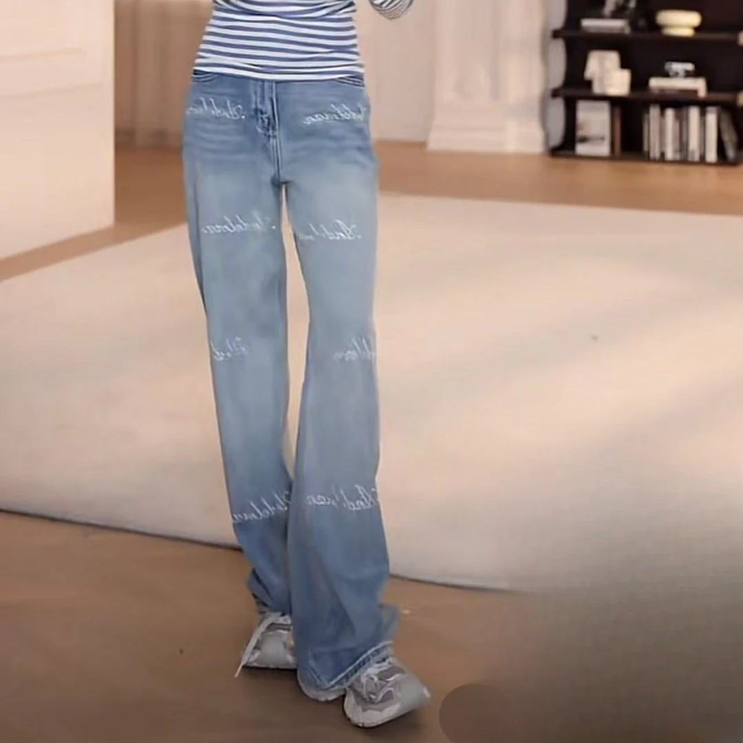 2025春夏休闲百搭花边烫钻字母牛仔裤LK2501663