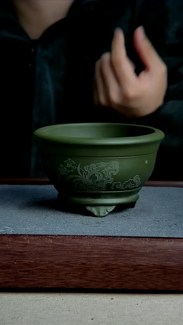 紫砂花盆12*7.5内径紫砂花盆【石兰】