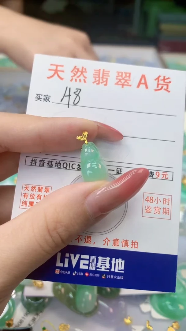 颈饰18K金镶嵌翡翠天然A货翡翠挂件