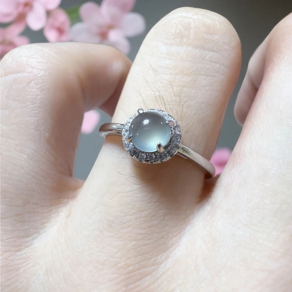 新款缅甸新人大福利款玉戒指纯天然镶嵌戒指蓝冰翡翠翡翠戒指思懿