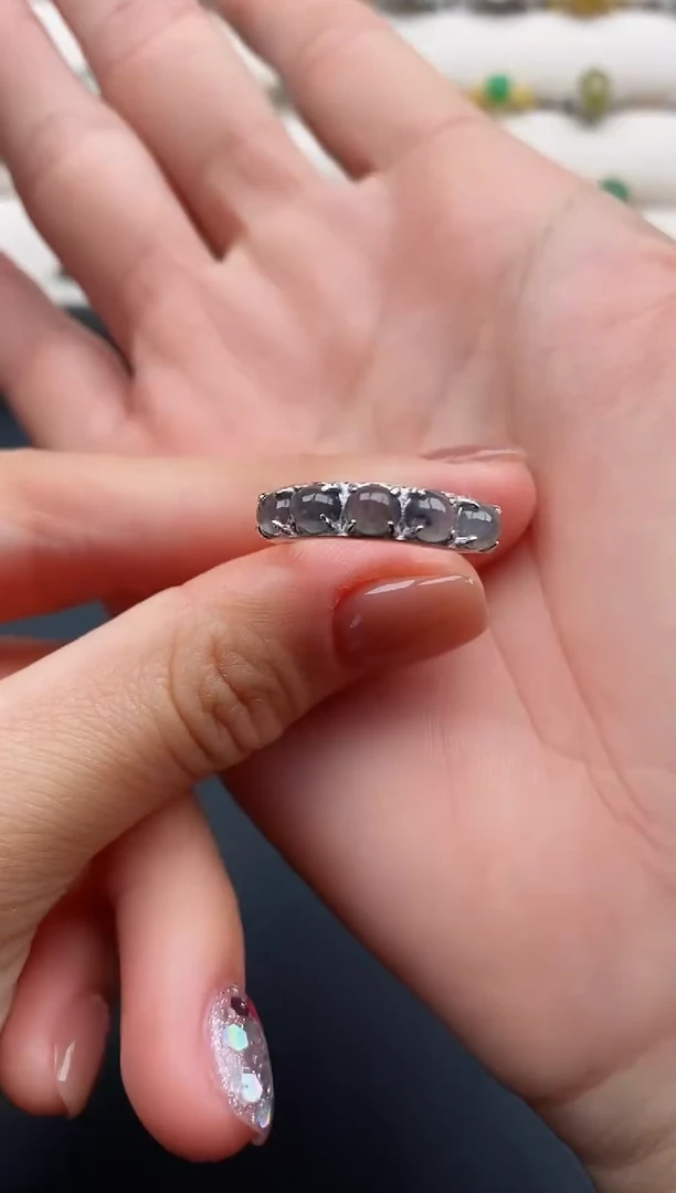 银S925镶嵌戒指翡翠22222222+2