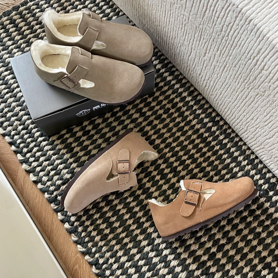 【桑坡】雪地靴勃肯鞋皮毛一体纯欲秋冬保暖加绒时尚百搭冬季毛毛鞋