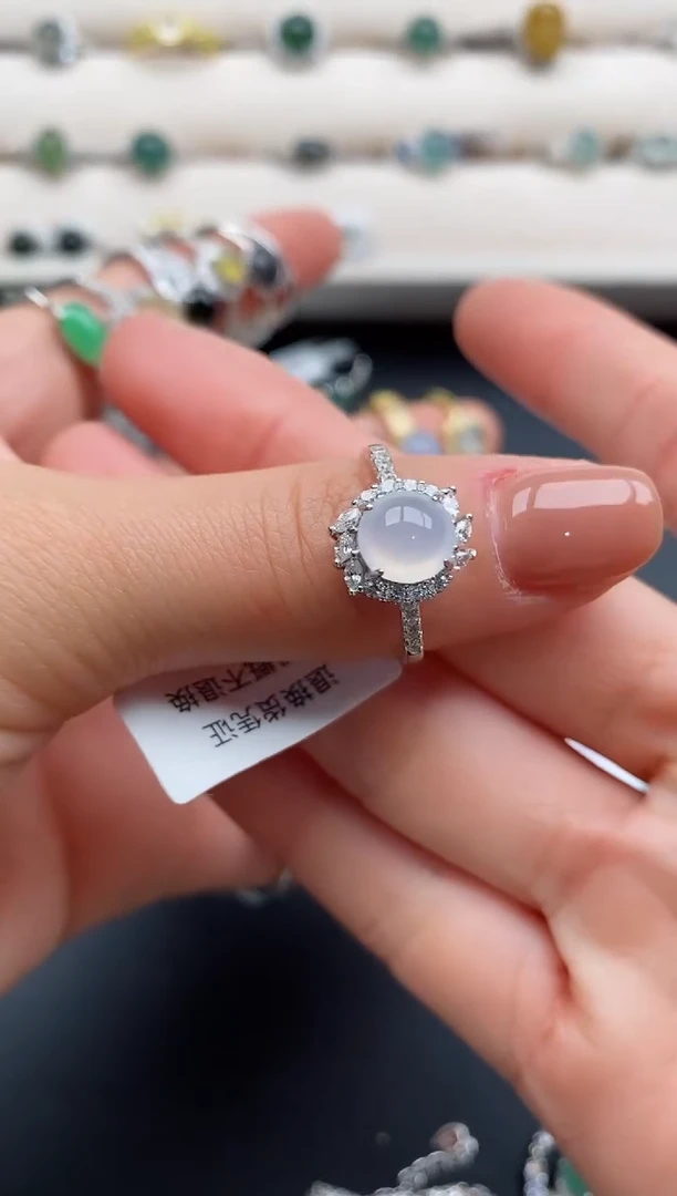 银S925镶嵌戒指翡翠44444444+4