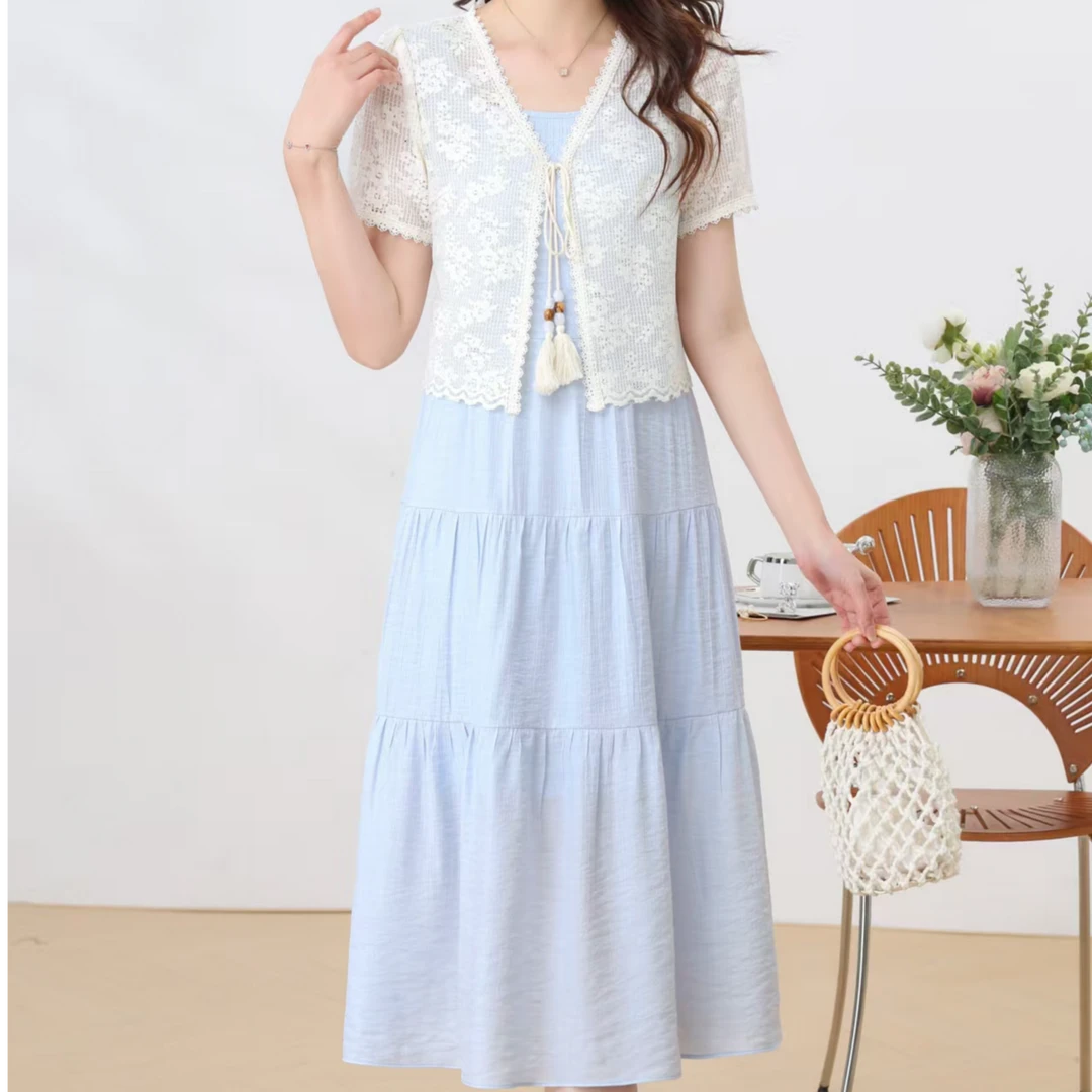 2025夏季新款出游旅行时尚显瘦连衣裙女两件套裙子