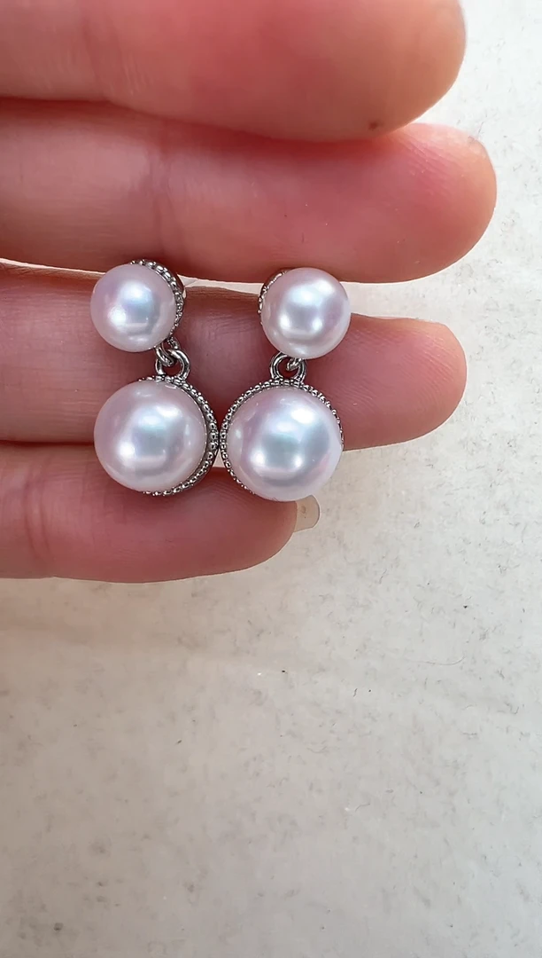 【闪购商品】淡水珍珠耳饰合金双珠灵动