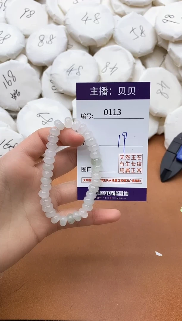 【闪购商品】石英质玉（天山翠）手链未镶嵌0113天山翠算盘珠手串