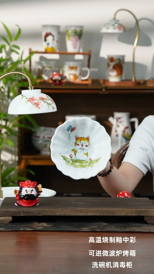 瓷片景德镇手绘釉中彩（食品级）花边碗