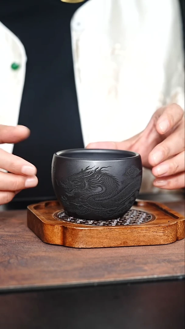 茶杯紫砂龙腾万里