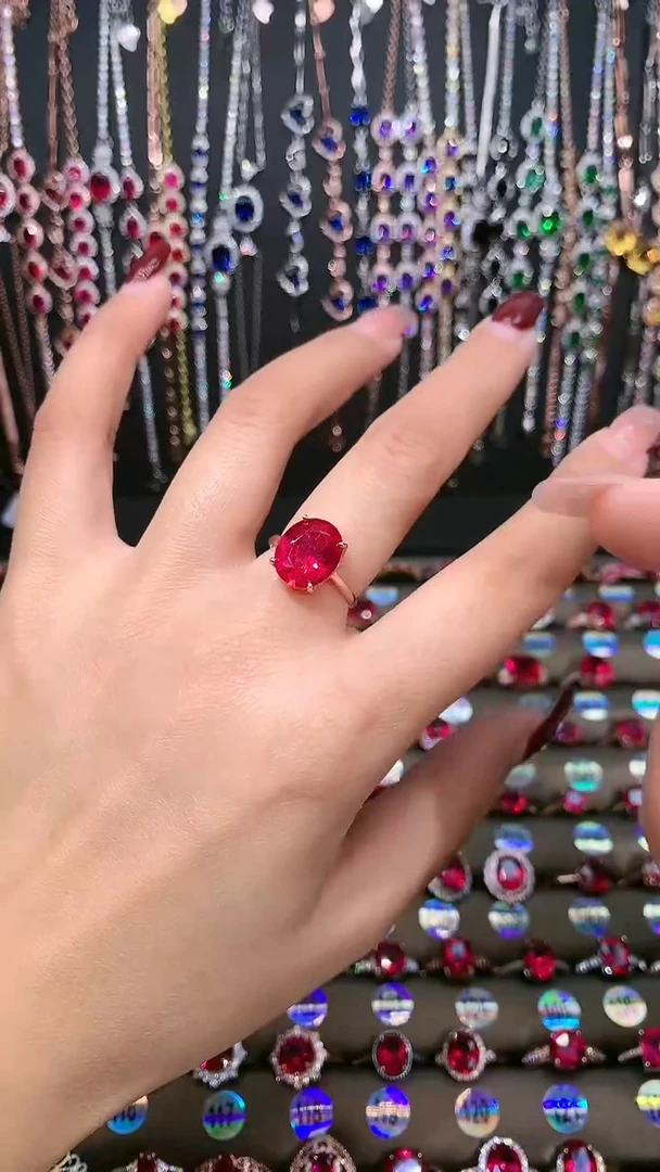 【闪购商品】红宝石戒指银S925镶嵌玫瑰金10.12