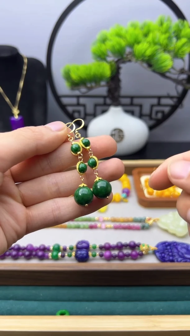 【闪购商品】翡翠耳饰14K金镶嵌E264